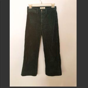 Madewell slim Emmett wide leg corduroy dark green pants